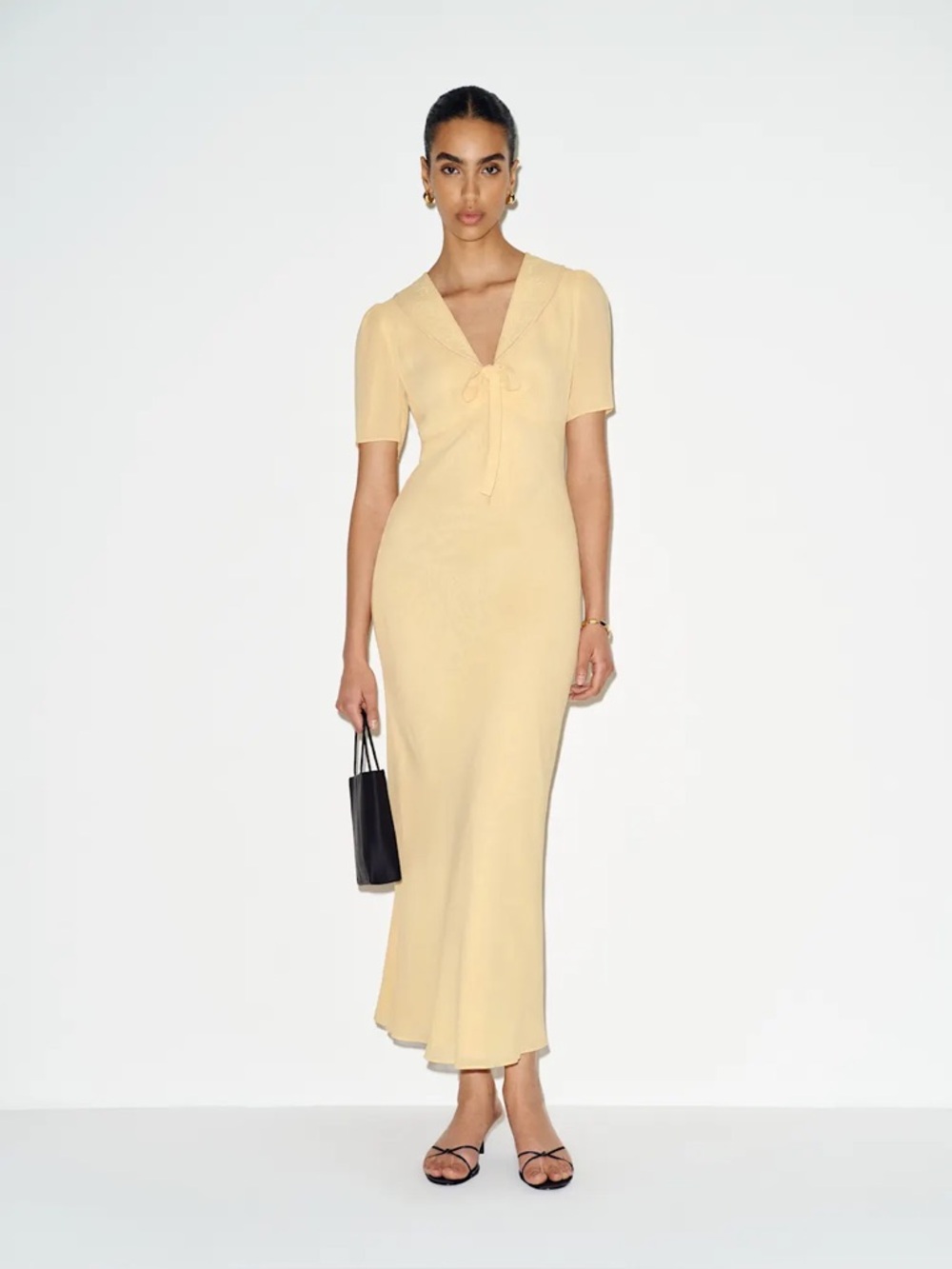 NWOT Reformation Yellow Tie-Front Midi Dress